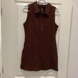 Anthropologie Textured Sleeveless Collared Tank - Rusty Brown - Size M - NWT
